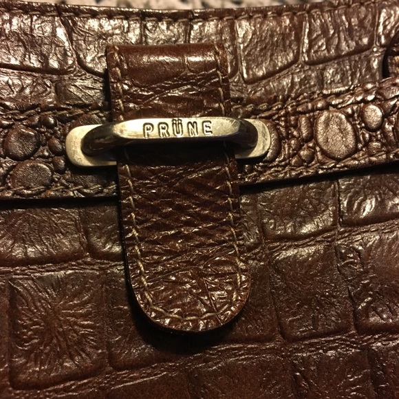 PRUNE DARK BROWN ALLIGATOR EMBOSSED SATCHEL NEW - Picture 2 of 7